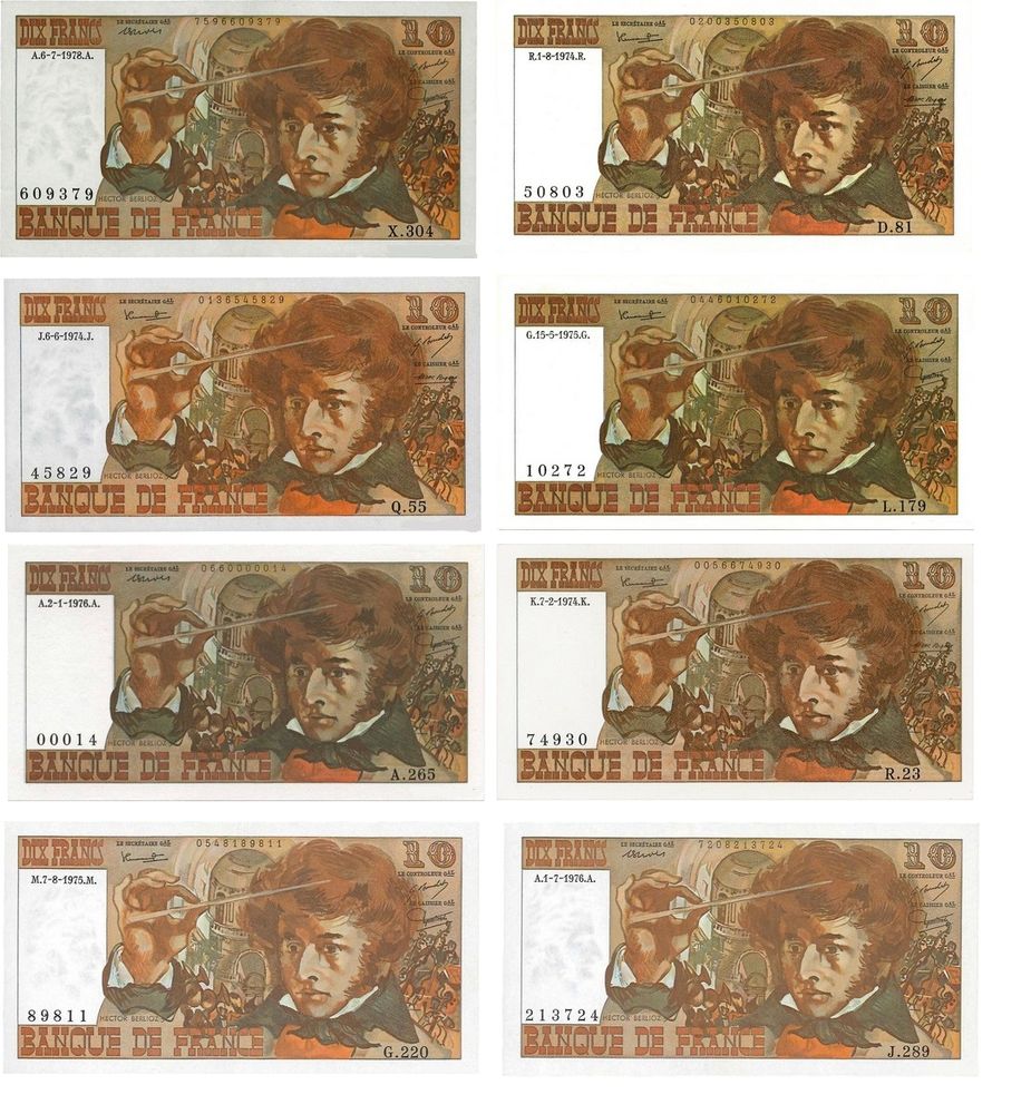 f 63  lot  de 8 billets   berblioz   neuf  RARE 195 Raismes (59)
