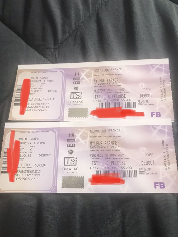 2 billets concert Myl�ne Farmer stade de France 220 Bagneux (92)