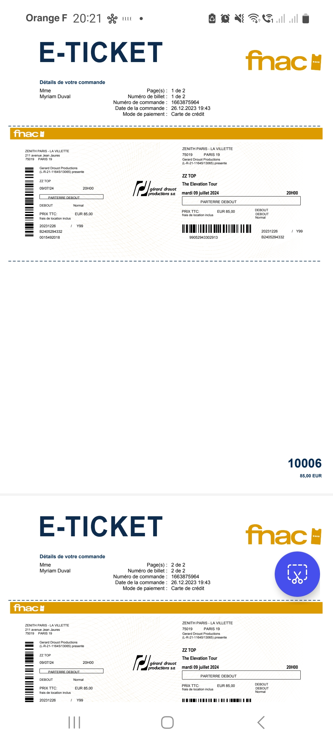 Billets concert ZZ TOP z�nith Paris 85 Paris (75)
