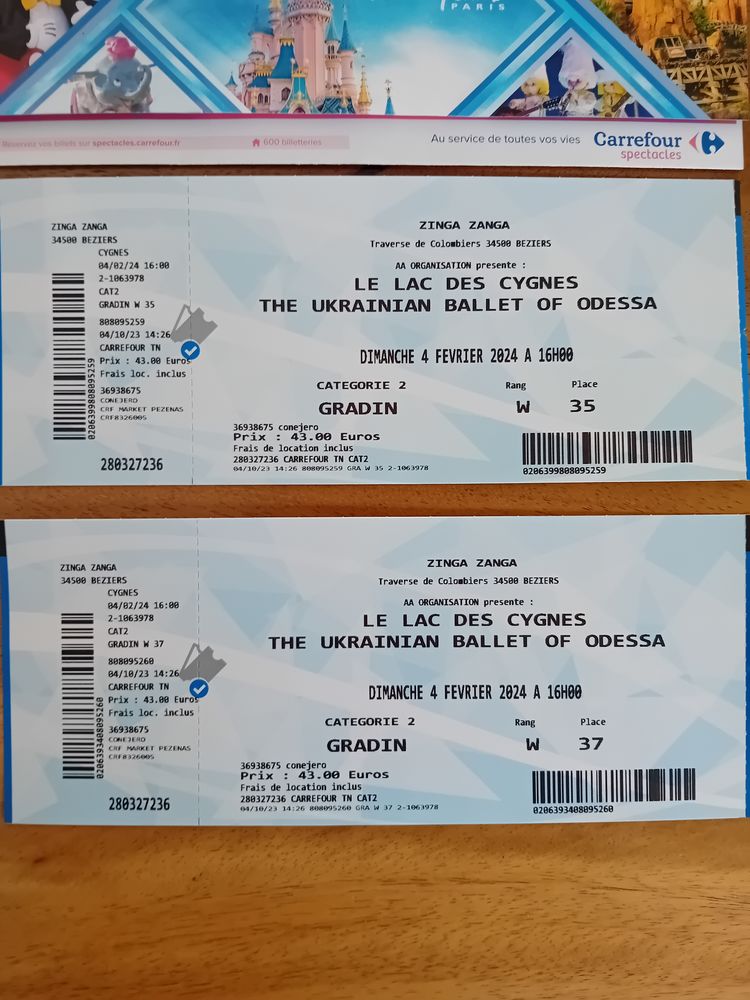 2 billets Lac des cygnes Beziers 75 Saint-Pargoire (34)