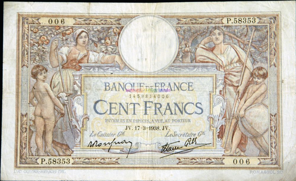 BILLETS DE 100 FRANCS LUC OLIVIER MERSON 7 Ludres (54)