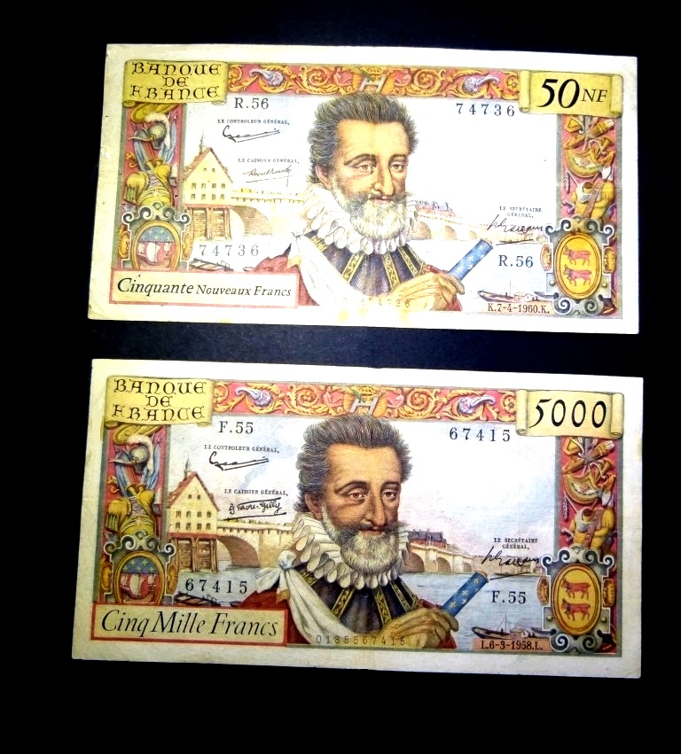  F 58   F  49      LOT  2 BILLETS  HENRI  IV ETAT SPL
990 Raismes (59)