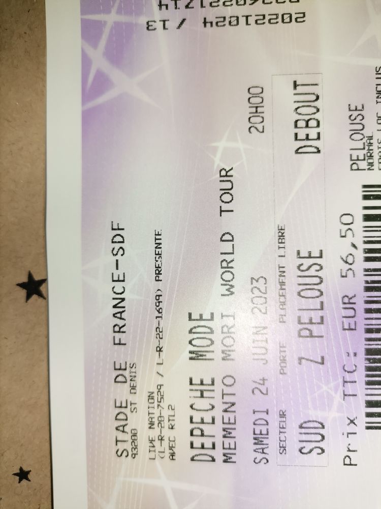 2 billets pour le concert de DEPECHE MODE 70 Nantes (44)