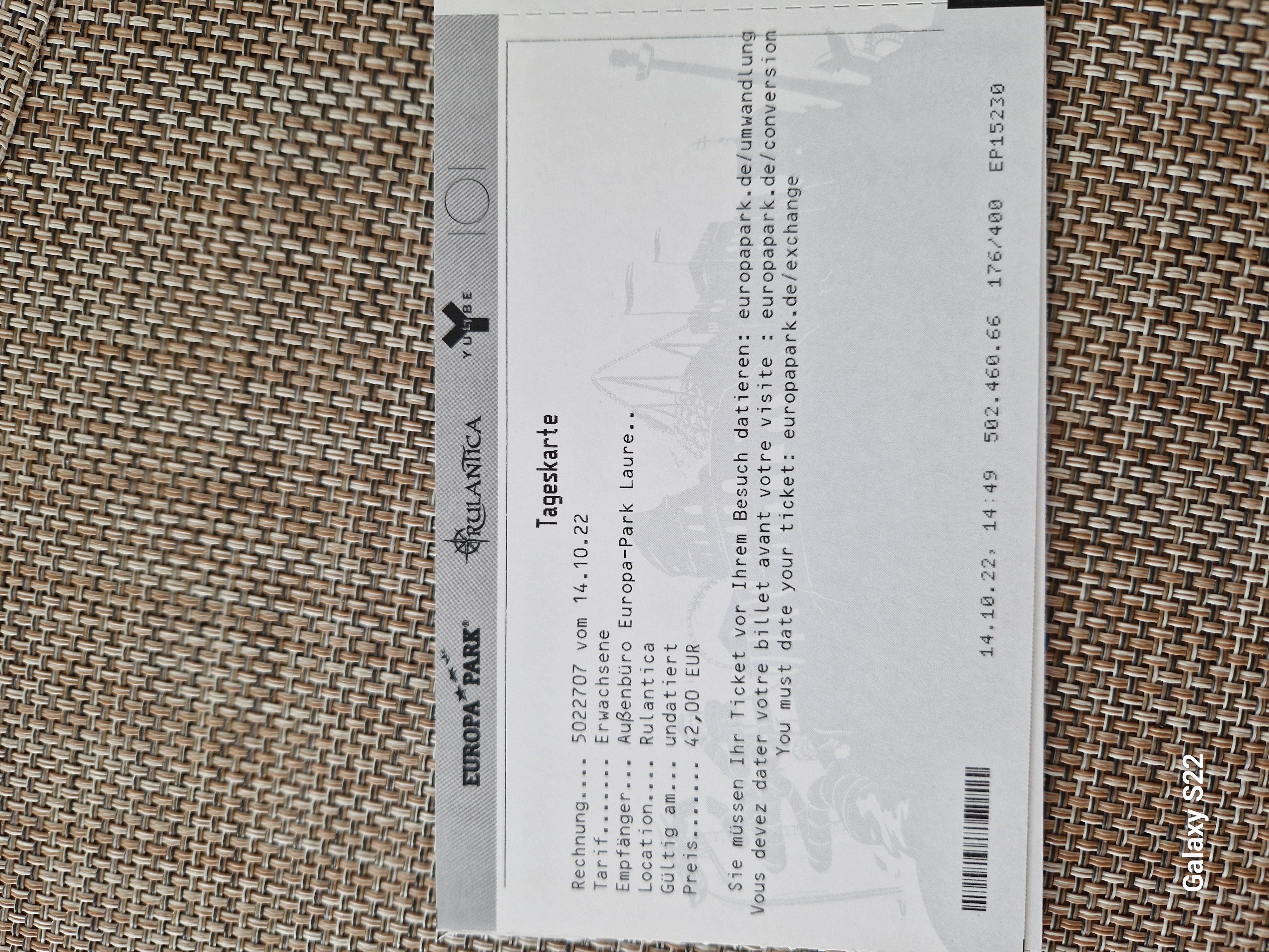 4 billets pour rulantica 35 Wahlenheim (67)