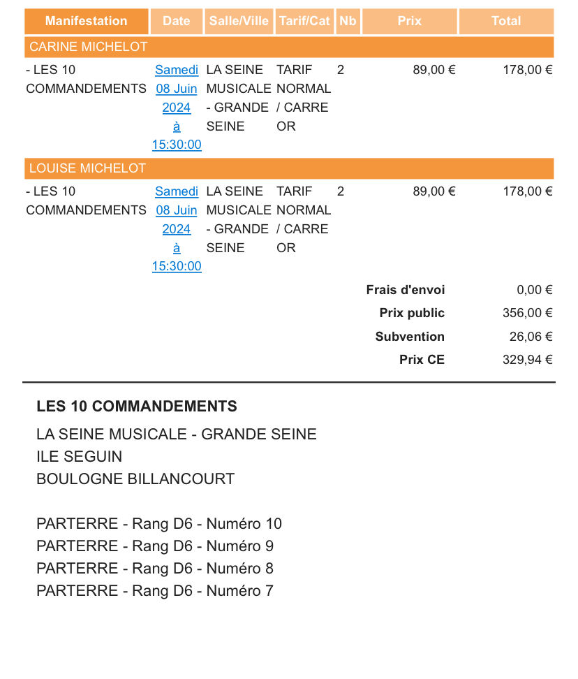 4 e-billets pour le Spectacle Les 10 Commandements 75 Le Plessis-Robinson (92)