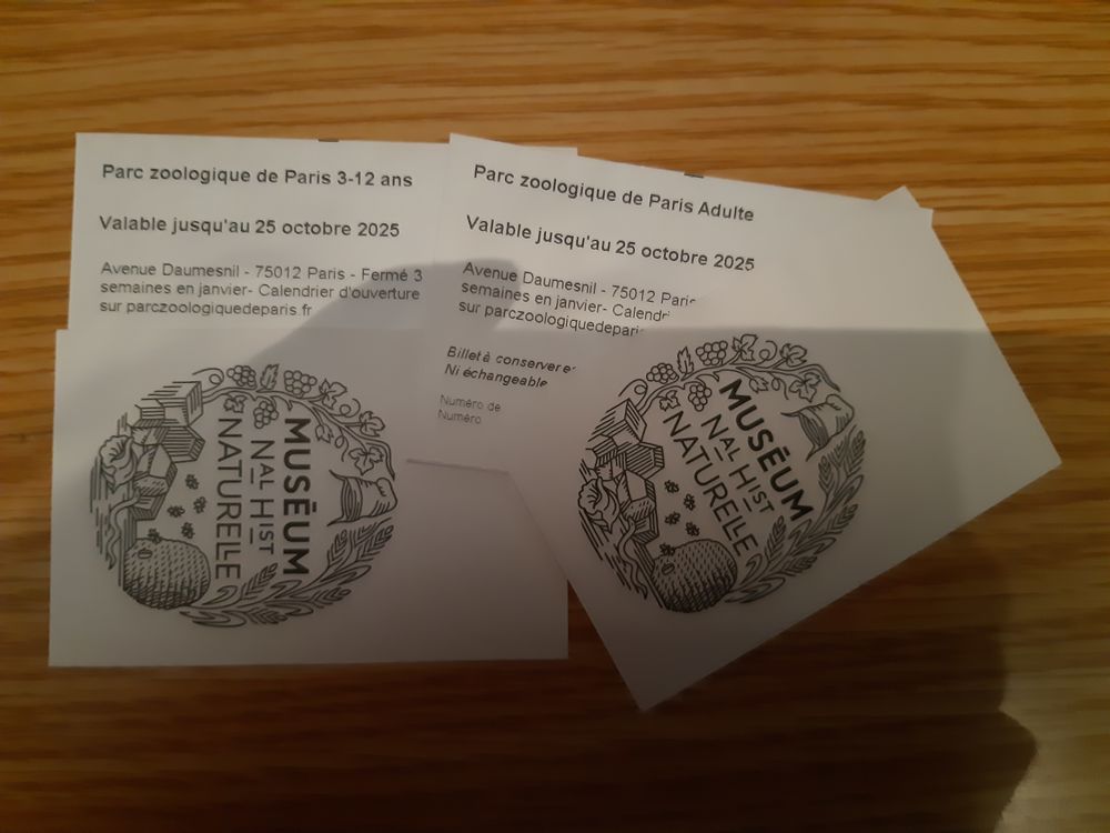 Billets zoo de Vincennes 11 Trappes (78)