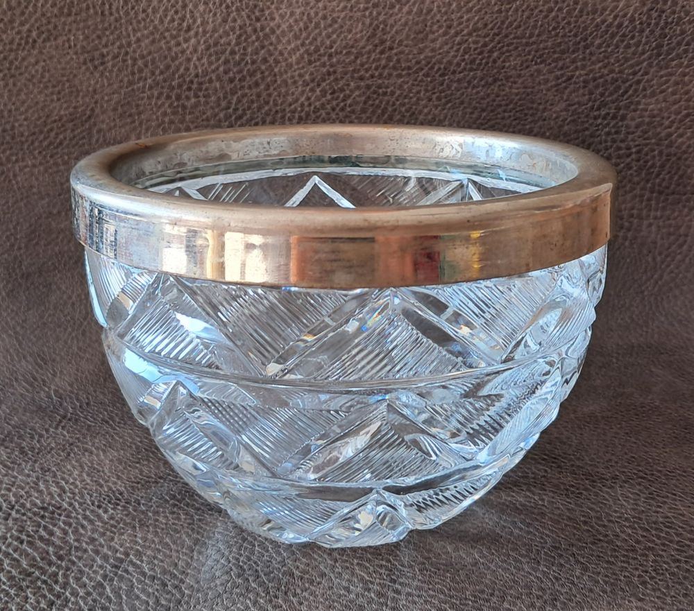 pot � biscuits vintage en verre cisel� motifs g�om�triques 20 Carnon Plage (34)