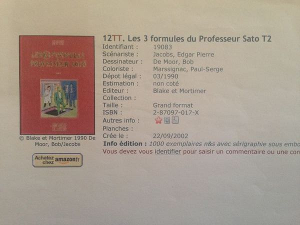 blake et mortimer les trois formules du professeur Sato 400 Mouans-Sartoux (06)