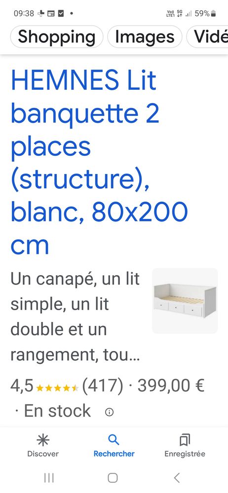 Lit blanc ikea hemnes tres bon etat 100 B�ziers (34)