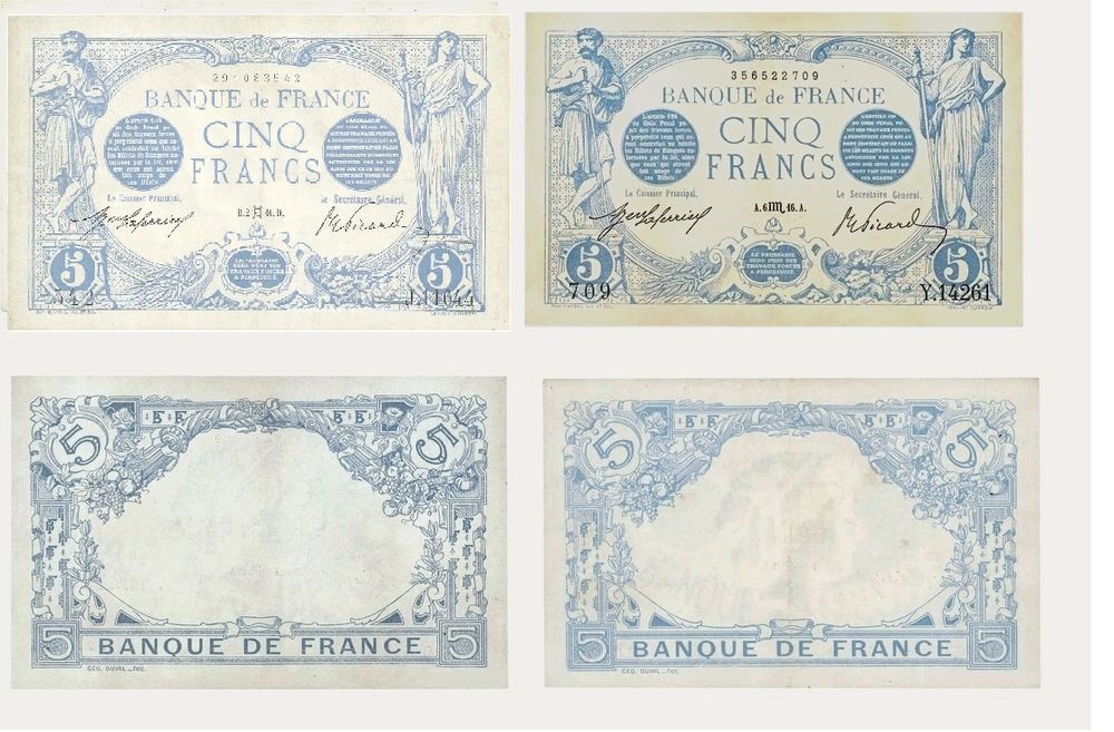 F2 5 f bleu lot de 2 billets 198 Raismes (59)