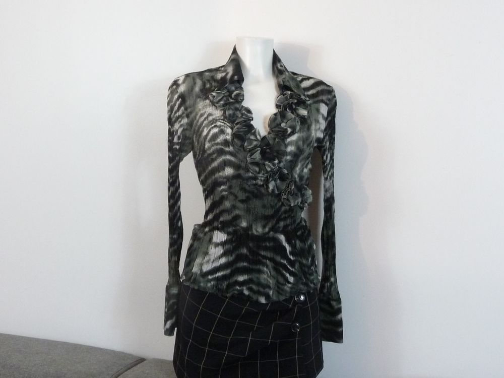 Blouse/ Chemisier/ Top Pliss� Gris Noir Blanc-Blanc Nature 100 Paris 15 (75)
