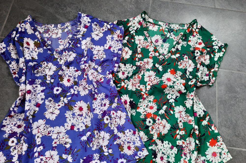 Top blouse fleurie bleue ou vert col et m. Volantées - T 40  5 Domart-en-Ponthieu (80)