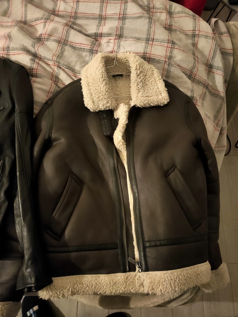 Blouson Aviateur Zara Similicuir Noir et Sherpa 20 Nice (06)