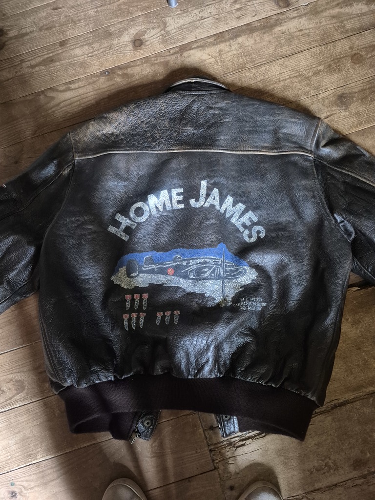 Blouson Chevignon en cuir marron vintage avec motifs 350 Lamontjoie (47)