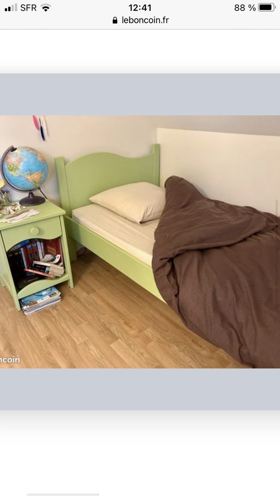 Lit bois 90*180 cm + chevet verbaudet en tbe 0 Houldizy (08)