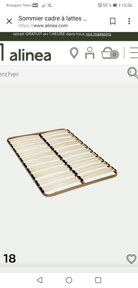 Lit bois clair sommier et matelas 480 Gouvieux (60)