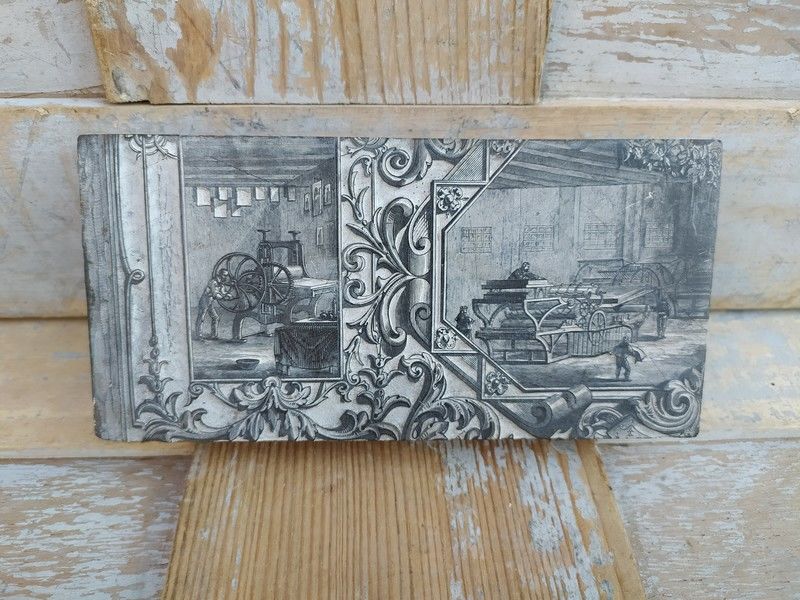 Bois Grav� Gravure XIX�me Ouvriers sur Presse Imprimerie 200 Loches (37)