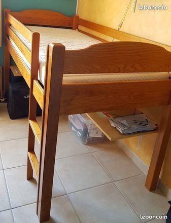 Lit bois mi hauteur enfant, ch�ne dor� 100 Les Adrets-de-l'Est�rel (83)