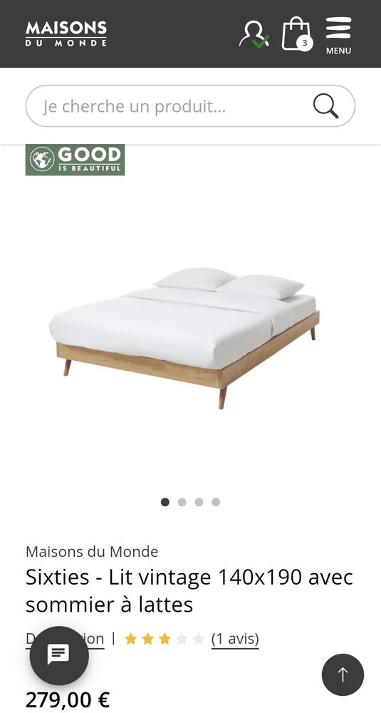 Lit bois massif 140x190 150 Le Plessis-Robinson (92)