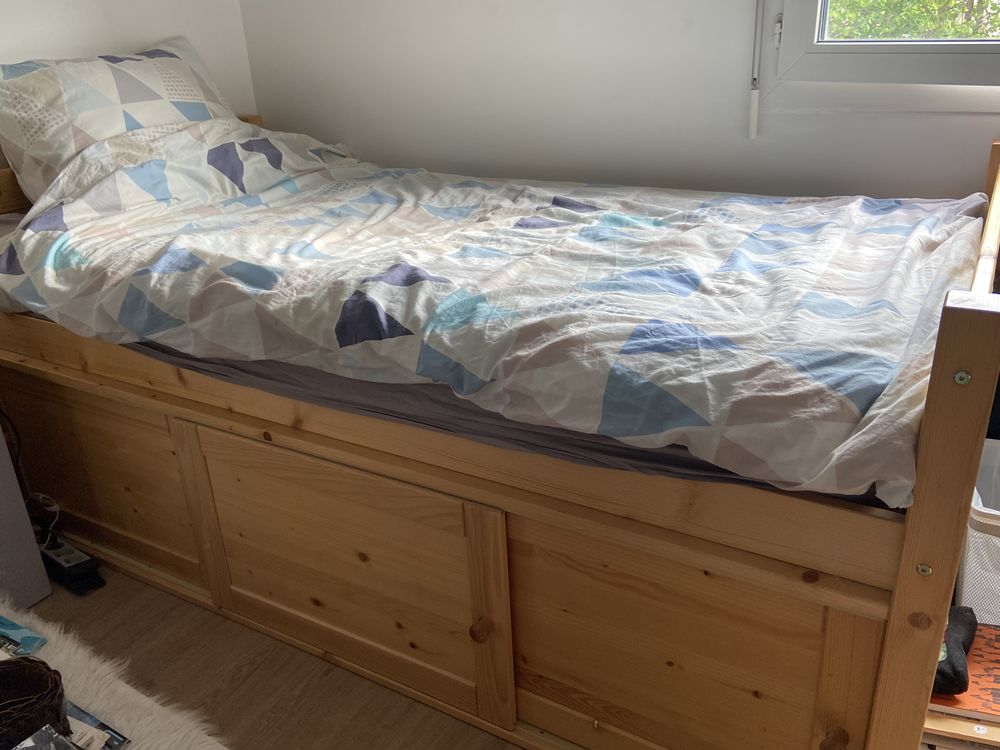  lit en bois 1 place avec rangements 70 Charenton-le-Pont (94)