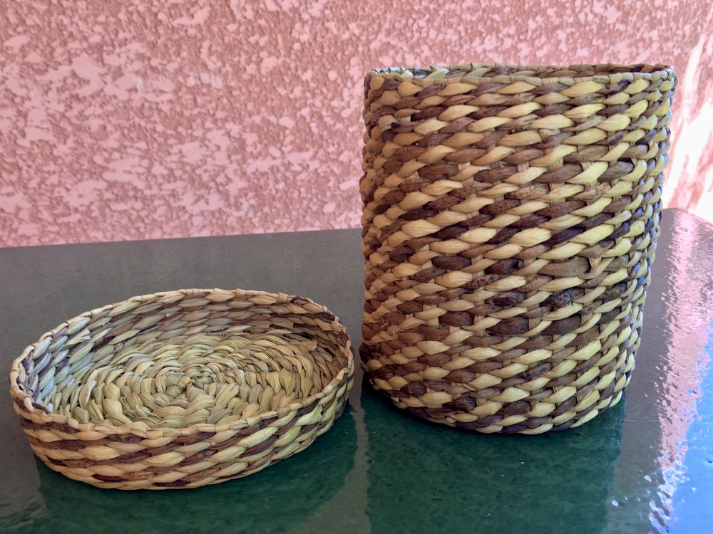 Bo�te en jonc de mer ; panier avec couvercle ; �tat neuf 5 Merville (31)