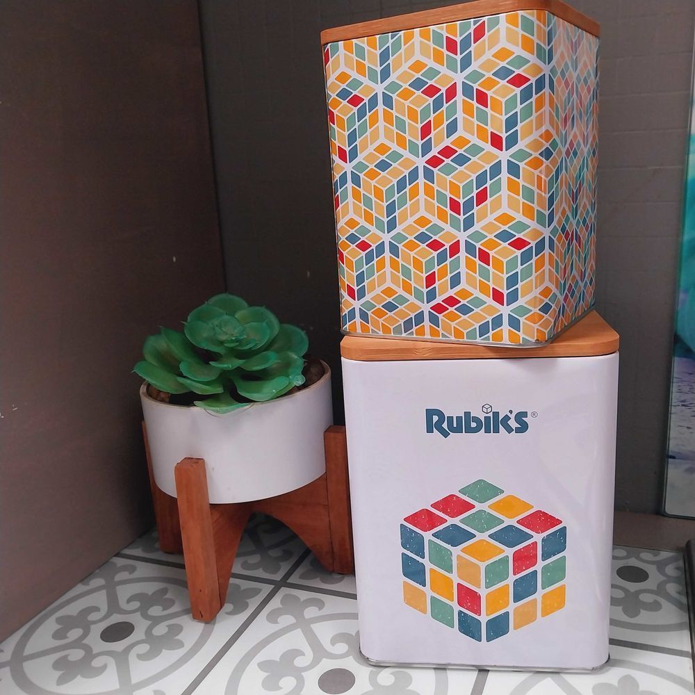 Lot de 2 bo�tes gigognes m�talliques Rubik's cube neuves couvercles en bois, 15 La Seyne-sur-Mer (83)