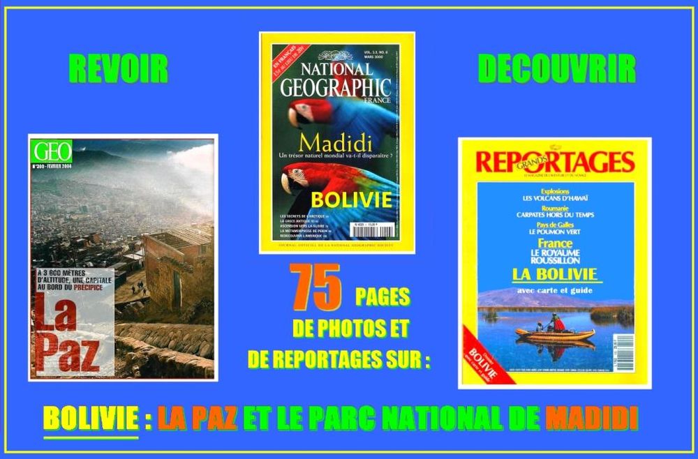LA BOLIVIE - g�o - LA PAZ - MADIDI / prixportcompris 14 Strasbourg (67)