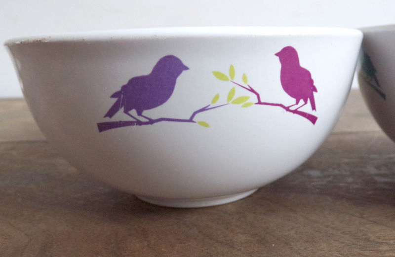 2 bols th�me oiseaux sur leur branche sign�s Atmosph�re 2 Laval (53)