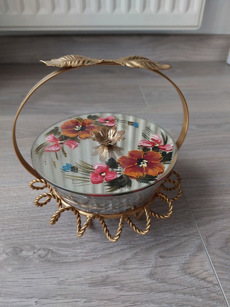 Bonbonni�re verre laiton ann�es 50 vintage 40 Clichy (92)