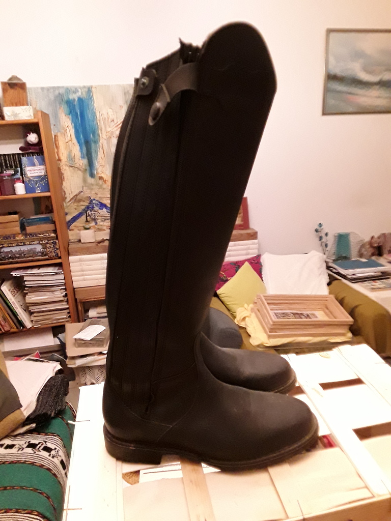 Bottes d'�quitation noires en cuir avec fermeture �clair 100 Les Angles (30)