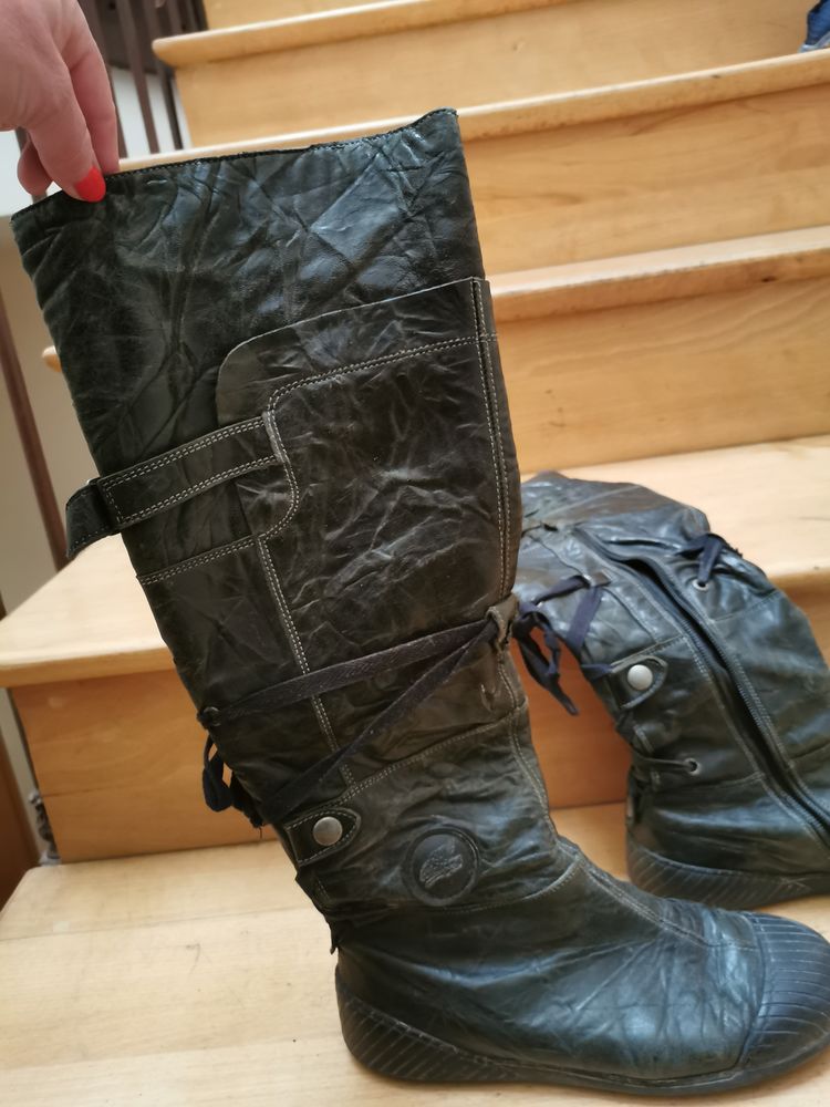 Bottes noires tr�s haute taille 38 marque Pataugas 12 Die (26)