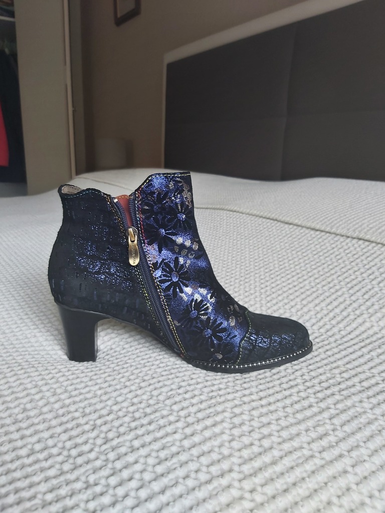 Bottine Femme Bleu Nuit avec Motifs Floraux 90 Miss� (79)
