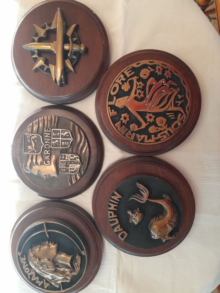 6 Bouchons de sous-marins bronze sur bois superbe objets 300 L'Aiguillon-sur-Mer (85)