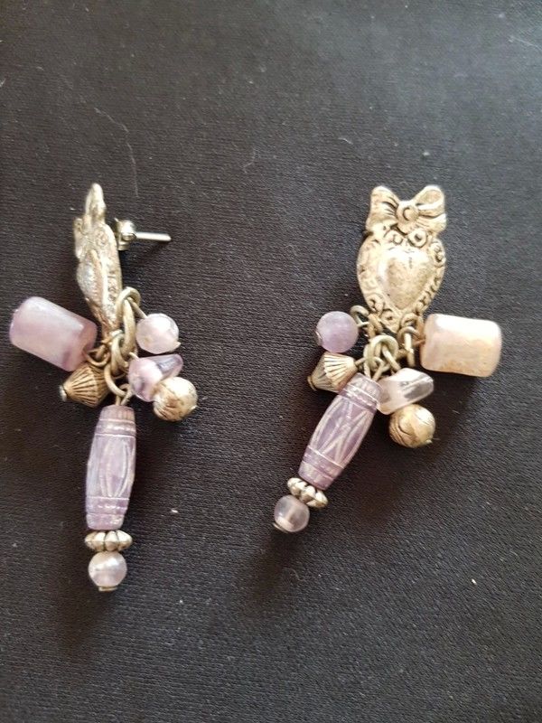 Boucle d oreille violette et argent�e neuve 5 cm 2 e 2 Viriat (01)