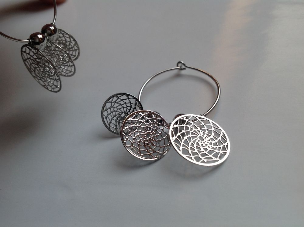 BOUCLES OREILLES ARGENT� TOILE ARAIGN�E PI�GE � R�VES Envoi 2 Tr�gunc (29)