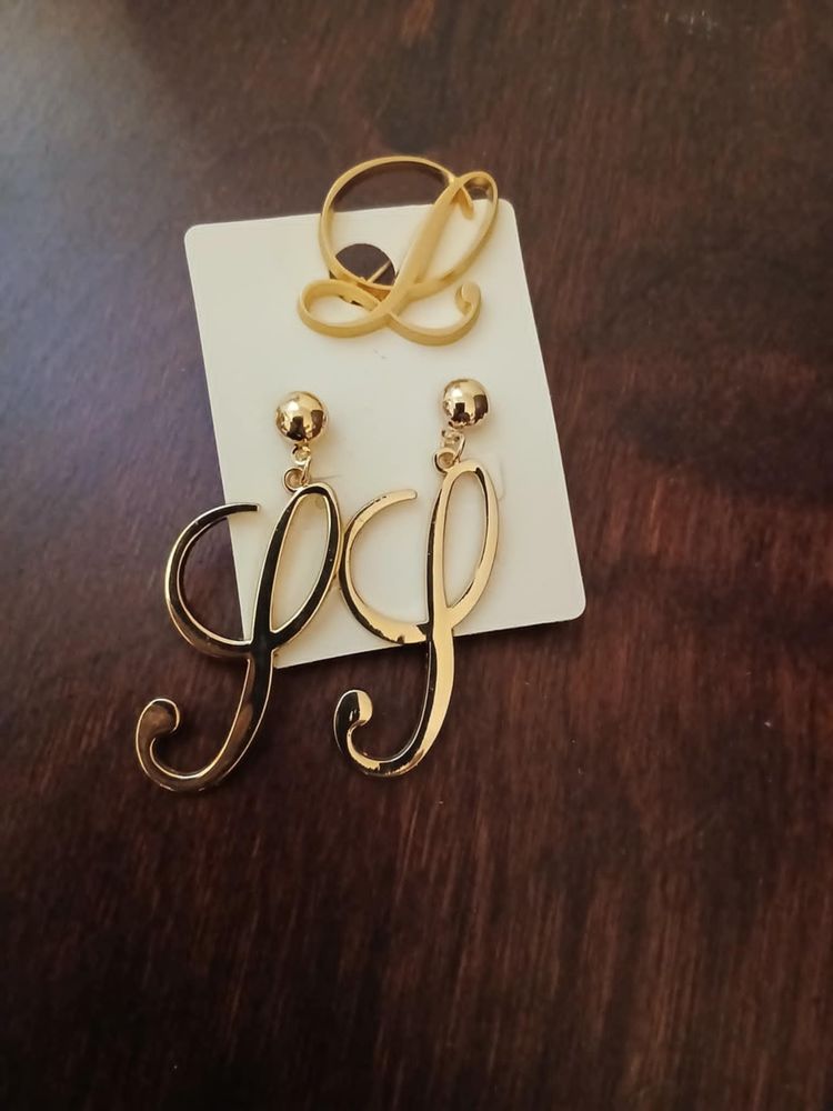  Boucles  d'oreilles + broche lettre L N� 1392 0 Beaune (21)