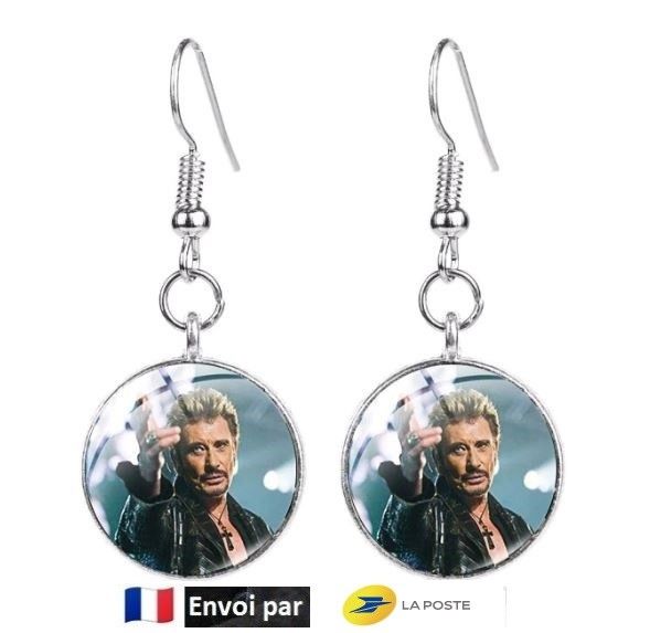 Boucles d'oreilles hommage cabochon Johnny Hallyday 5 Audruicq (62)