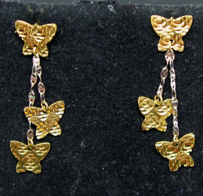 BOUCLES  D'OREILLES EN OR JAUNE et OR BLANC 18 CARATS 99 Moul�zan (30)