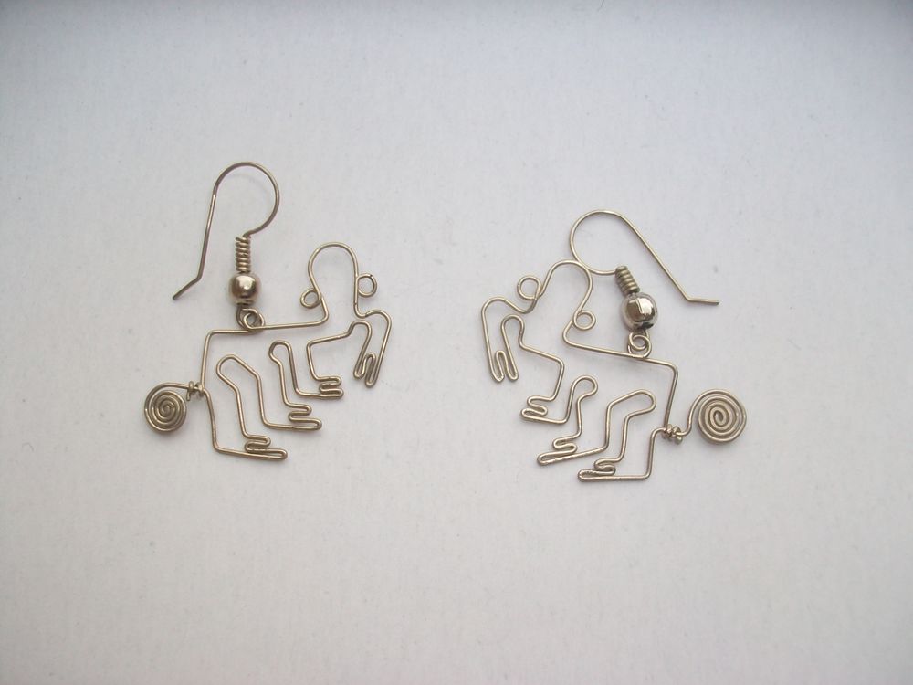 Boucles d'oreilles pendant Nazca singe artisanat 9 Thizy (69)