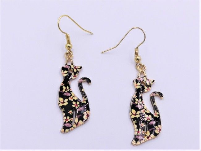 Boucles d'oreilles pendentifs laiton dor� �maill� 6 Viroflay (78)