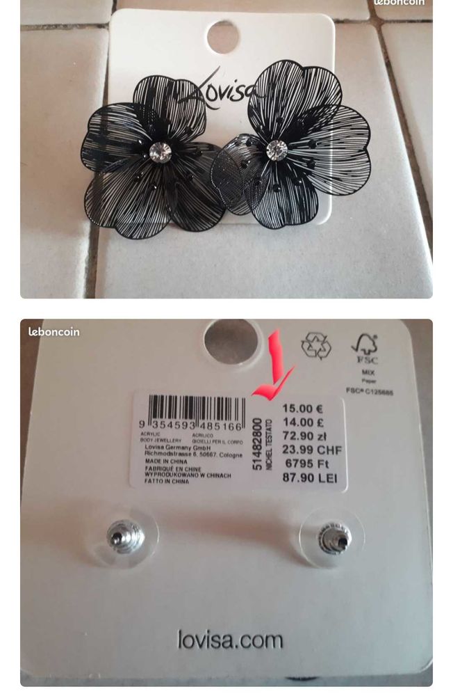 Boucles d'oreilles perc�es neuves 8 Villemomble (93)