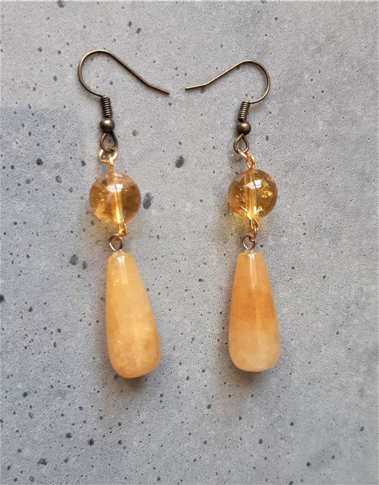 Boucles d'oreilles pierres calcite orange et citrine 8 La Seyne-sur-Mer (83)