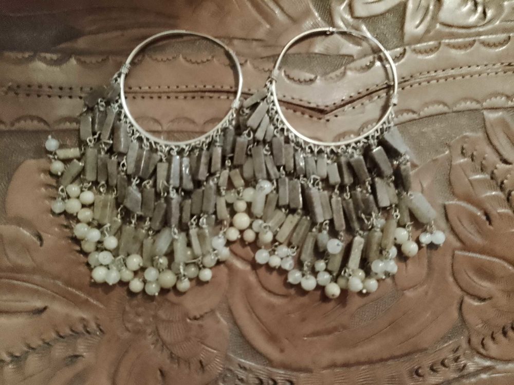 boucles d'oreilles en pierres et argent vintage ann�es 70. 24 Carqueiranne (83)