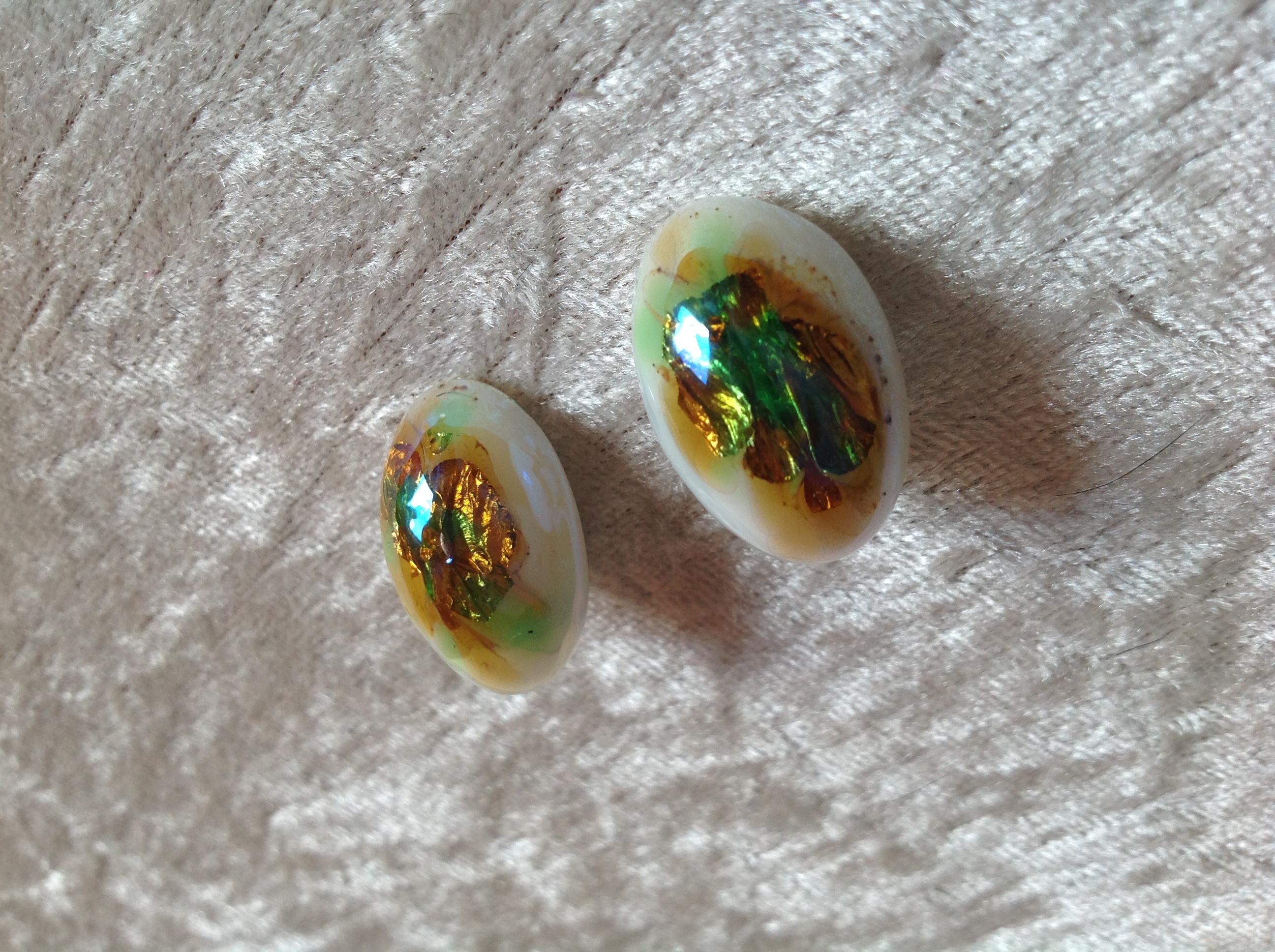 BOUCLES OREILLES PINCE OVALE IMPRESSION NACR� Envoi Possible 3 Tr�gunc (29)