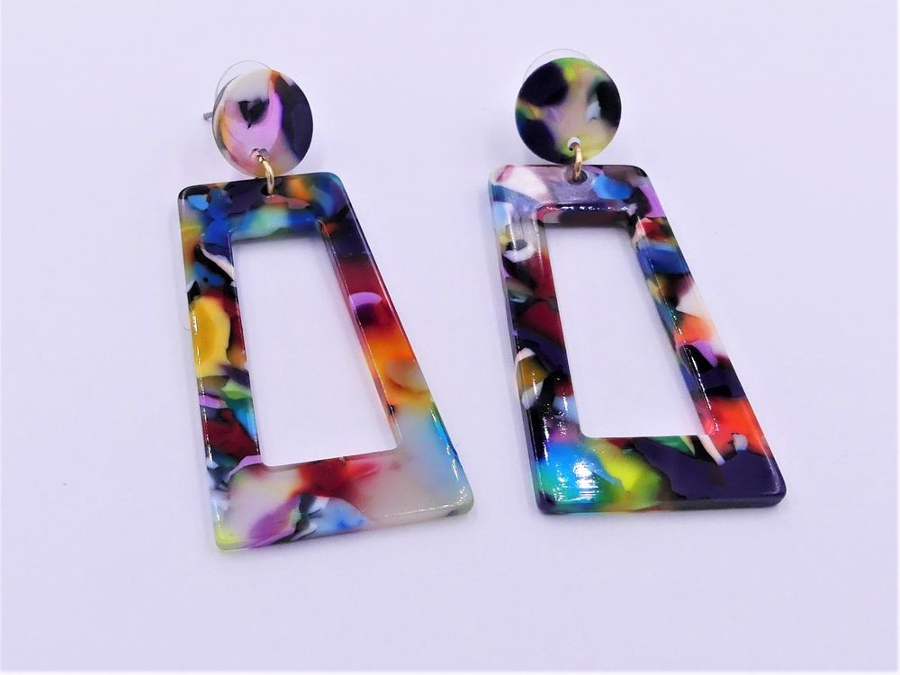 Boucles d'oreilles rectangulaires, r�sine 6 Viroflay (78)
