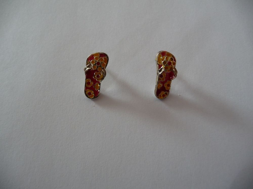 Boucles oreilles tongs roses avec fleurs 5 Celles-sur-Belle (79)