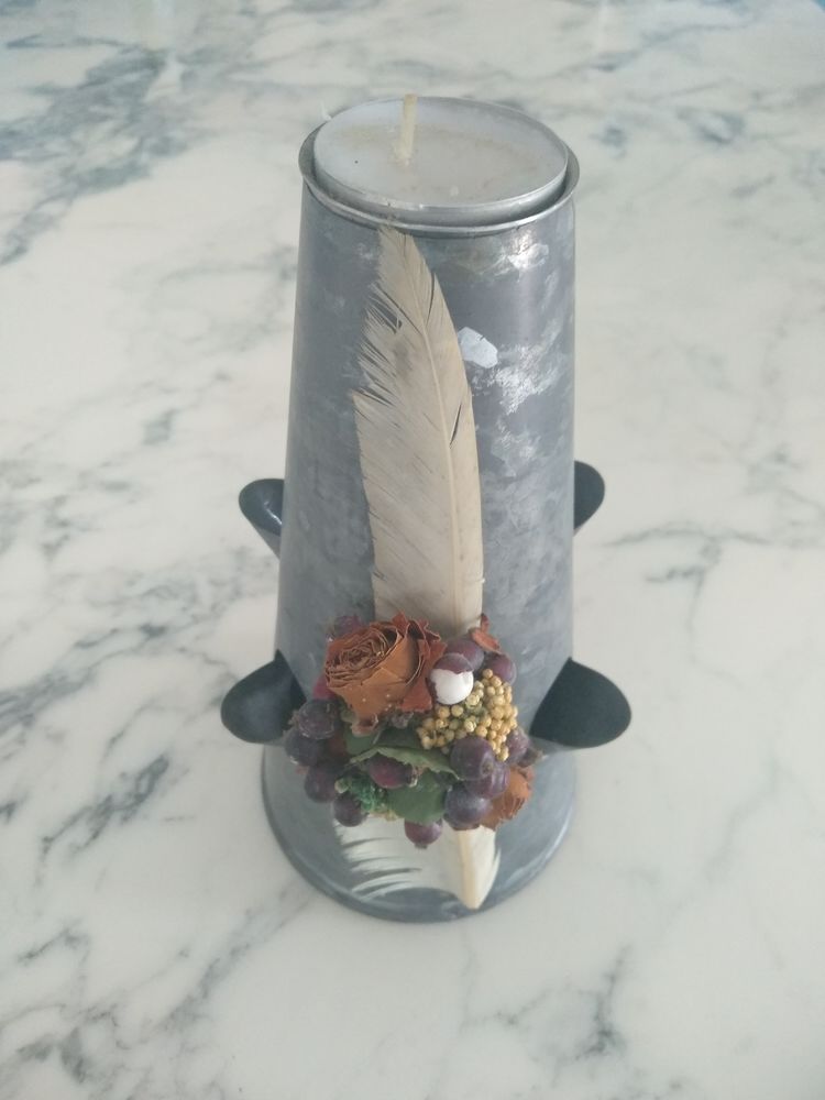 Bougeoir ou vase en zinc 2 Eschau (67)