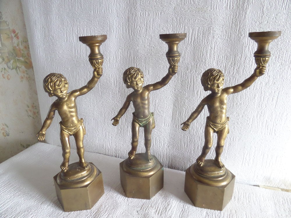 3 bougeoirs en laiton   anges  60 Lyon 8 (69)
