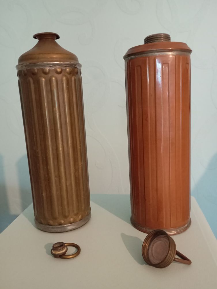 2 bouillottes en laiton et cuivre fabrication VALOR 10 Saint-Dizier (52)