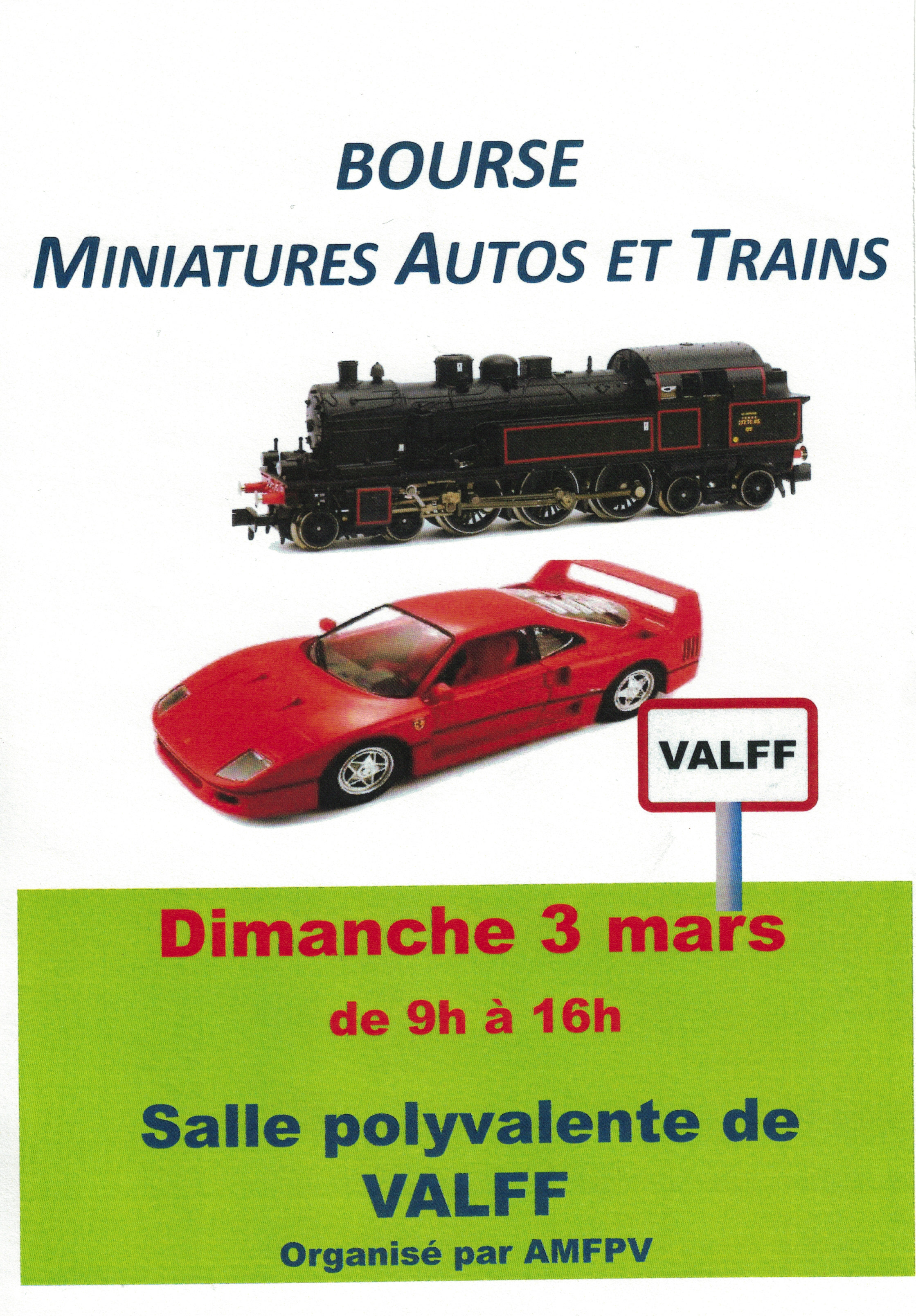 BOURSE AUX MINIATURES AUTOS ET TRAINS 3 mars 2024 de 9H � 16 3 Valff (67)